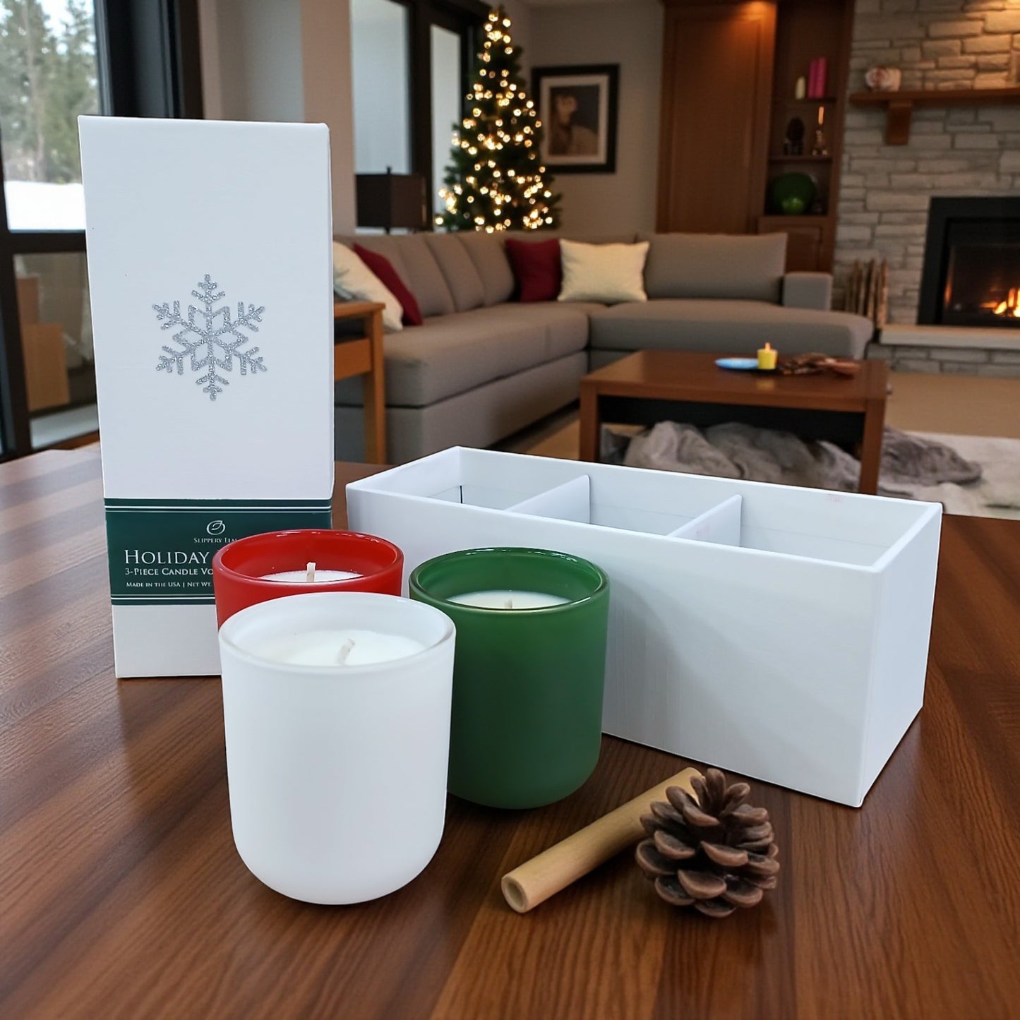 Evergreen Holiday Life.Style Candle Votive Trio Gift Set