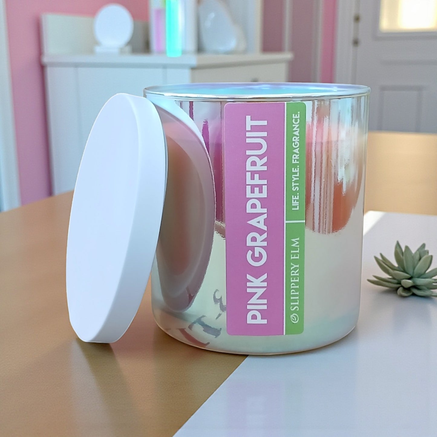 Pink Grapefruit Modern Life.Style Glass Candle (8.5oz)