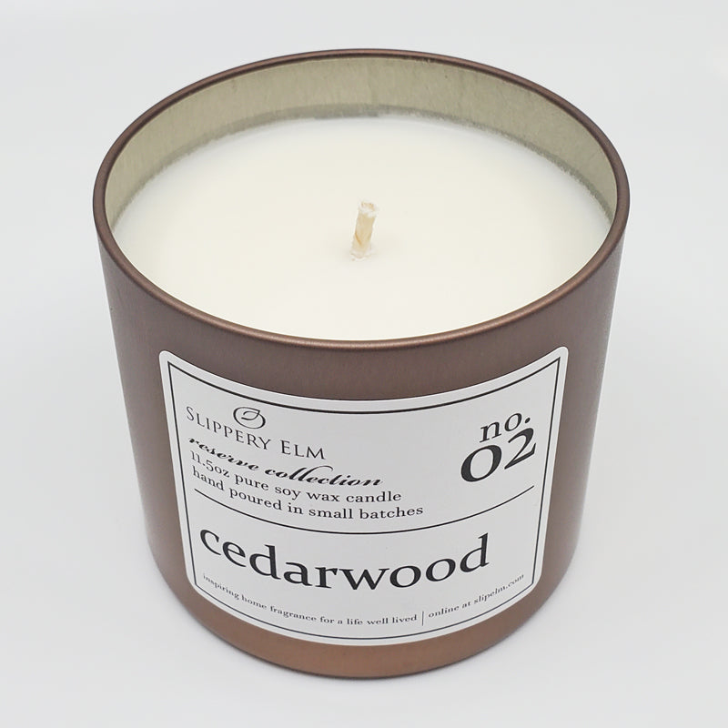 f.02/ Cedarwood Reserve Collection 11.5oz Candle Tin